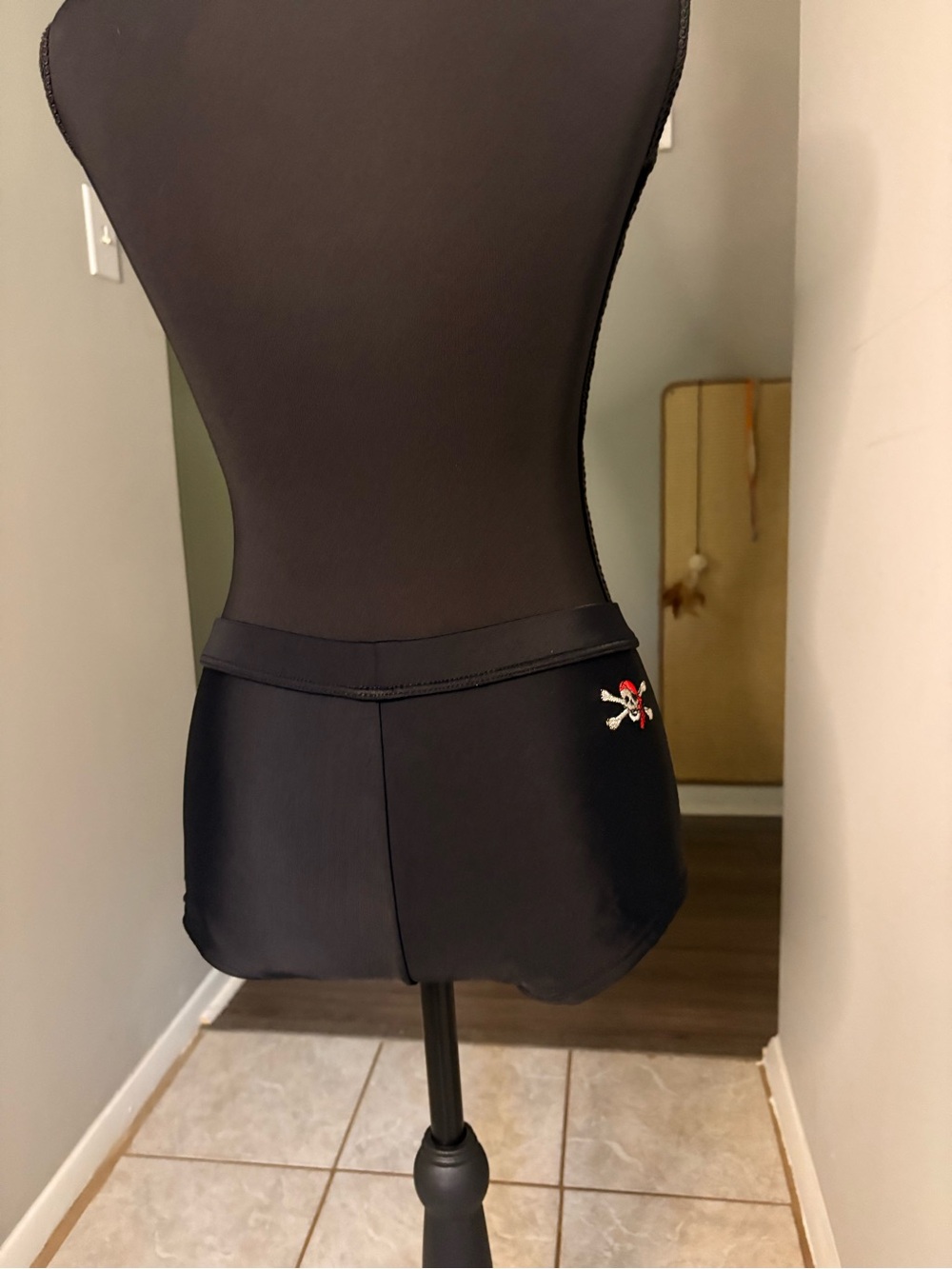 Women's Black Swim Shorts with Skull Accent